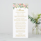 Aquarelle Rose Blanc Floral Mariage Gold Menu (Debout devant)