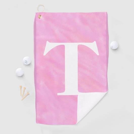 Aquarelle rose blanc Monogramme serviette de golf (En situation)