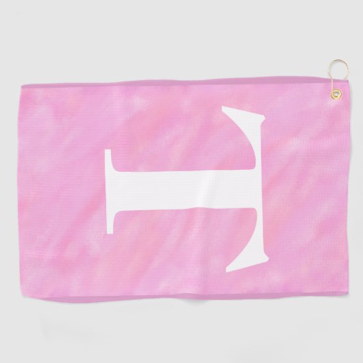 Aquarelle rose blanc Monogramme serviette de golf (Horizontal)