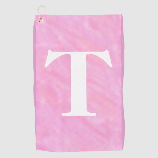 Aquarelle rose blanc Monogramme serviette de golf (Devant)