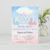 Aquarelle rose bleu Genre Reveillez Invitation (Debout devant)