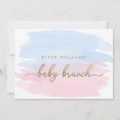 Aquarelle rose bleu or Bébé Brunch Invitation (Dos)