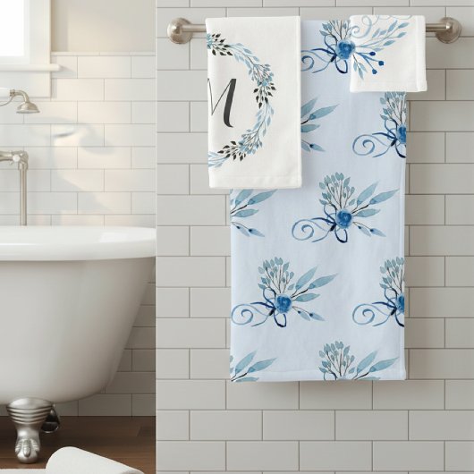 Aquarelle Rose bleu pays