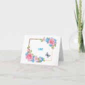 Aquarelle rose bleu Rose Fleurs Carte d'anniversai (Dos)