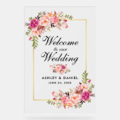 Aquarelle rose Blush Floral or Mariage Bienvenue (Recto)