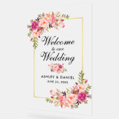 Aquarelle rose Blush Floral or Mariage Bienvenue (Angle)