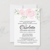 Aquarelle rose Blush Roses Baptême Invitation (Devant)