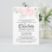 Aquarelle rose Blush Roses Baptême Invitation (Debout devant)