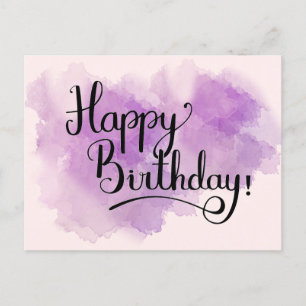 Aquarelle rose Bonne Carte postale Anniversaire