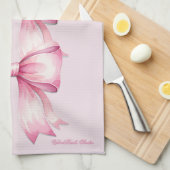Aquarelle rose Bow Imprimer Serviette de cuisine (Quart Plié)