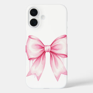 Aquarelle rose Bow iPhone 16 Coque
