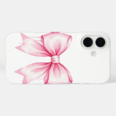 Aquarelle rose Bow iPhone 16 Coque (Verso (horizontal))