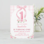 Aquarelle rose Bow première invitation anniversair (Debout devant)