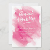 Aquarelle rose Brunch & Bubbly Douche invitation (Devant)