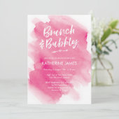 Aquarelle rose Brunch & Bubbly Douche invitation (Debout devant)