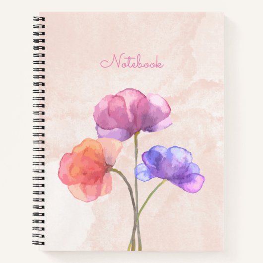 Aquarelle rose Carnet spiral 8,5 po x 11 po (Devant)