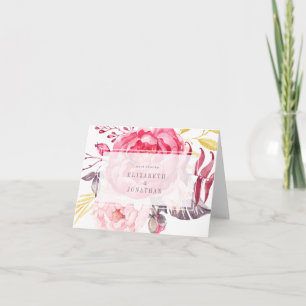 Aquarelle rose Carte de remerciements Bouquet angl