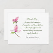 Aquarelle rose carte de remerciements de fleur de  (Devant / Derrière)