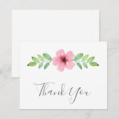 Aquarelle rose Carte de remerciements de swag flor (Devant / Derrière)