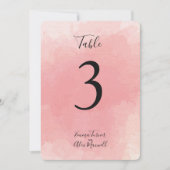 Aquarelle rose | Cartes de numéros de table (Devant)