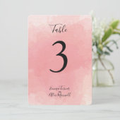 Aquarelle rose | Cartes numéros de table (Debout devant)
