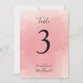 Aquarelle rose | Cartes numéros de table (Dos)