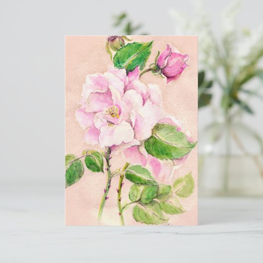 Aquarelle rose Cartes pour notes (Debout devant)