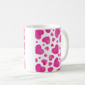 Aquarelle rose chaud Coeurs café Mug (Devant droit)