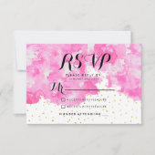 Aquarelle rose chic élégant confetti or RSVP (Devant)