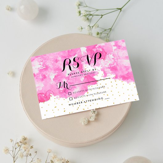 Aquarelle rose chic élégant confetti or RSVP