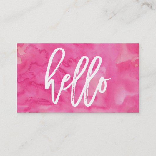 Aquarelle rose Chic Hello | Carte de visite (Devant)