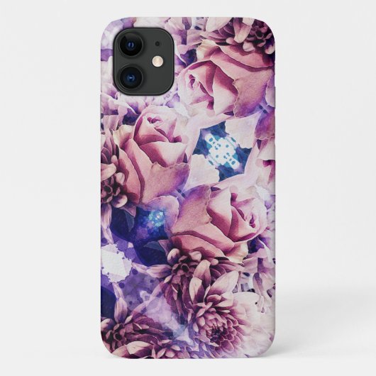 Aquarelle Rose Chrysanthemum iPhone 11 Coque (Dos)
