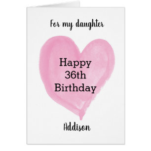 Aquarelle rose Coeur 36e anniversaire