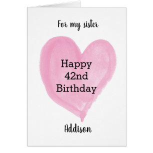 Aquarelle rose Coeur 42e anniversaire