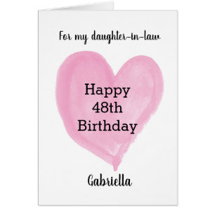 Aquarelle rose Coeur 48e anniversaire