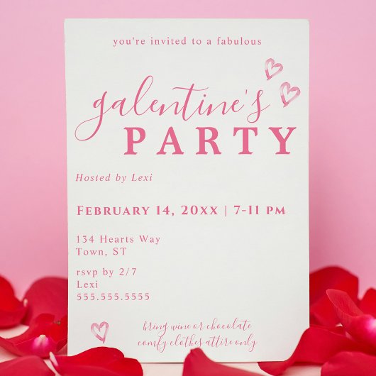 Aquarelle rose Coeur Galentine's Invitation