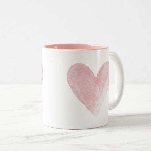 Aquarelle rose Coeur rose Valentine Love Mug (Devant droit)