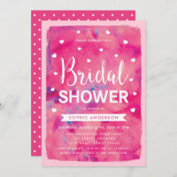 Aquarelle rose Coeurs Douche nuptiale Invitation