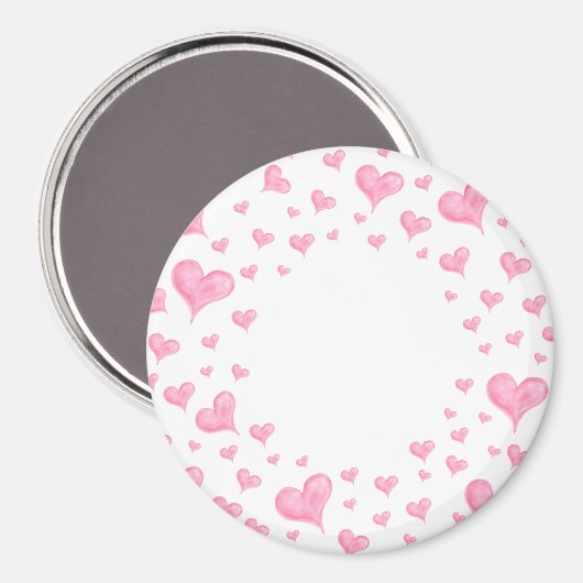 Aquarelle rose Coeurs Magnet (Recto/Verso)