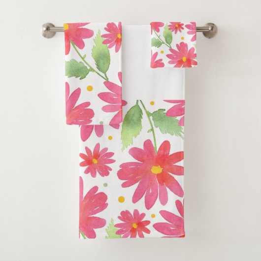 Aquarelle rose corail Motif marguerite 2 (En situation)