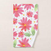 Aquarelle rose corail Motif marguerite 2 (Serviette à main)