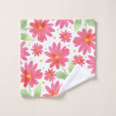Aquarelle rose corail Motif marguerite 2 (Gant de toilette)