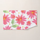 Aquarelle rose corail Motif marguerite 2 (Serviette à main)