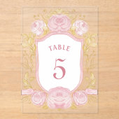 Aquarelle Rose Crest Acrylique Numéro de table (Recto)