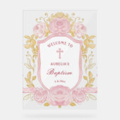 Aquarelle Rose Crest Baptême Bienvenue (Recto)