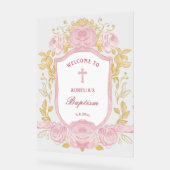 Aquarelle Rose Crest Baptême Bienvenue (Angle)
