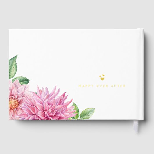 Aquarelle rose Dahlia Fleurs Printemps Mariage (Verso)