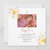 Aquarelle Rose de Jardin Faire-part de Baptême (Dos)