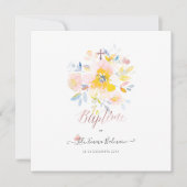 Aquarelle Rose de Jardin Faire-part de Baptême (Devant)