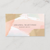 Aquarelle rose douce et Carte de visite or (Devant)